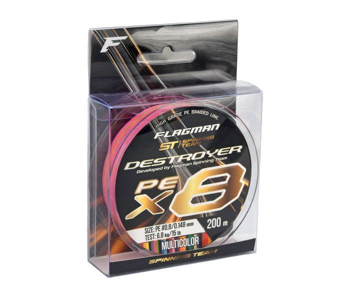 Шнур Flagman Destroyer PE X-8 Multicolor 200м #0.8-0.148мм  FST-DX8-08M2 фото