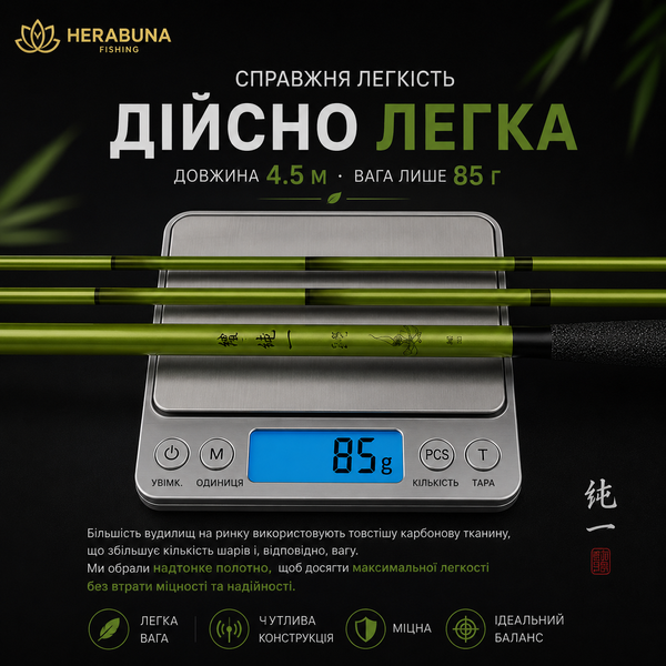 Вудка Херабуна KINGLANG Зелений Бамбук 37 строй 36T+40T 4.5м 13203 фото